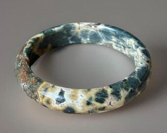 Kabamby Ocean Jasper Hard Bangle Bracelet – Layering Jewelry, Polished Fashion Accessory, Madagascar Crystal, Unique Collector’s Jewelry