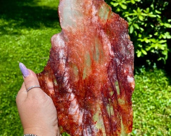 Fire Quartz XLarge Slab Natural with Rainbows High Quality, AAA Grade Collectors Edition Statement Crystal Gift, #70
