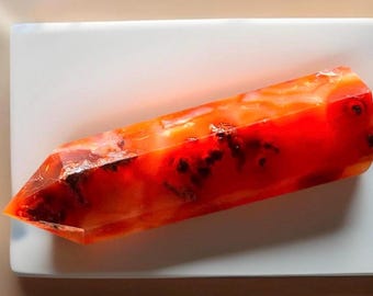 Carnelian Agate Large Tower: Deep Orange Red Crystal Point (500)