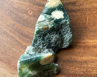 8th Vein Ocean Jasper Slab | Green Madagascar Ocean Jasper Freeform | Orbicular Druzy Ocean Jasper