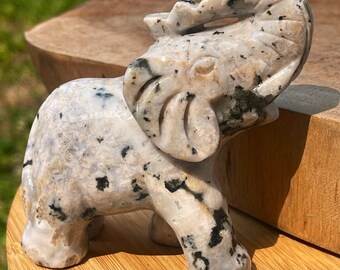 Madagascar Ocean Jasper XL Elephant Carving , Orbicular Jasper Animals , Orb Ocean Jasper
