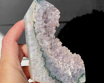 Amethyst Sugar Cube Cluster Tower, Sparkling Purple Green Quartz Mineral, Unique Natural Crystals - #120