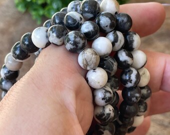 Zebra Jasper Beaded Bracelet - 8 mm