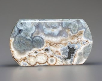 8th Vein Ocean Jasper Slab Dog Tag Pendant with Blue Orbs , AAA Orbicular Ocean Jasper Madagascar collectors edition