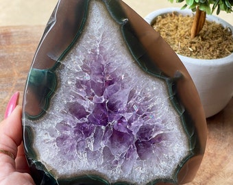Amethyst Agate XL Flame with Rainbows, Crystal Flame