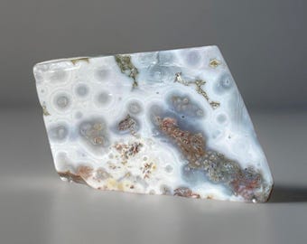 8th Vein Blue Ocean Jasper Slab with Raw Bubbles , Orbicular Jasper, Unique Rare Crystals from Madagascar