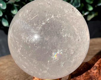 Quartz Sphere, Brazilian Clear Quartz Ball with Rainbows (457)
