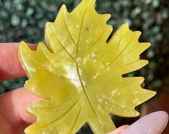 Serpentine Leaf Carved Crystal