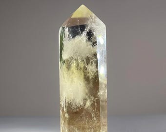 Bicolor Citrine Point with Phantoms White Garden Inclusions - #91, Beautiful Sunny Yellow Crystal Tower