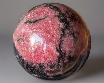 XXL Rhodonite Sphere: Deep Pink & Red Manganese Crystal Ball