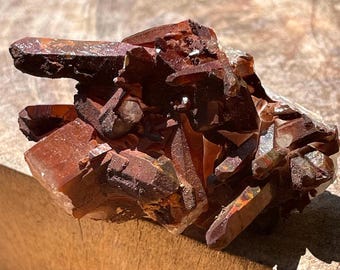 Red Quartz Hematite Cluster from Morocco, Unique Mineral Specimen, Natural Quartz with iron coating