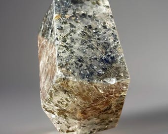 GLAUCONITE in QUARTZ Freeform - rare marine iron mica in Quartz from India