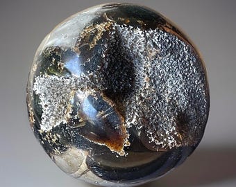 Septarian geode sphere, Dragon Stone UV reactive crystal ball, Calcite & Aragonite mineral specimen (420)