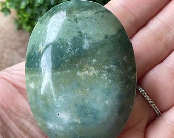 Green Jasper Palm Stone, Crystal Travel purse pocket stone, #12