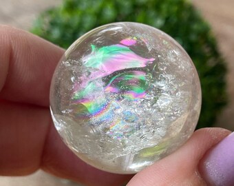 Quartz Sphere with Rainbows, High Quality Crystal Gifts, AAA Grade Clear Quartz small ball - No.27