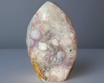 Pink Amethyst Flower Agate XLarge Flame - All Chakras Natural Unique Pink Crystal