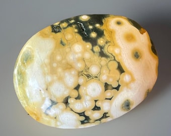 Ocean Jasper Palmstone Old stock , Rare Orb Pattern Stone from Madagascar, Bubble Jasper Pocket Stone (70)