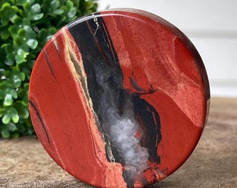 Red Jasper with Quartz Flat Disk Slice - #29, Crystal Pocket Rocks