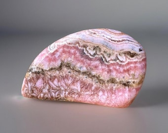 Rhodochrosite Polished Freeform Slice from Argentina, Heart Chakra Stone, Natural Pink Crystal