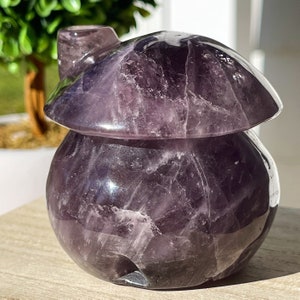 Amethyst XL Mushroom House Carving | Rainbow Amethyst | Crystal Carvings | ReikiHeal |Crystal Gifts,Home decor, Energy crystals