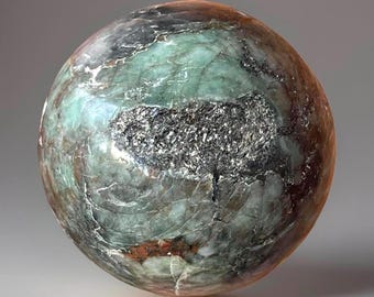 Natural Emerald in Mica Schist Sphere | Green Beryl Crystal with Silver Muscovite | Polished Emerald Stone Orb (331)