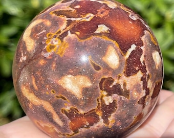 Iron Vein Jasper Sphere – 66 mm, Abstract Painting Stone Polished Natural Orb  (417), Moody Earthy Jasper Crystal Ball