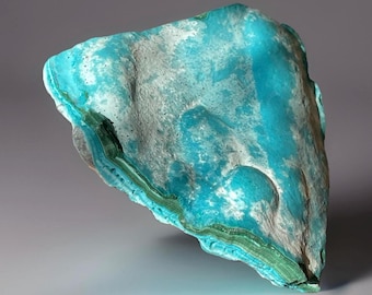 Chrysocolla with Malachite: Vivid Turquoise Deep Green Polished Mineral Specimen, Unique HQ Copper Ore Display Stone