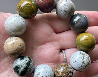 8th Vein Kabamby Ocean Jasper 20mm Bead Collectors Bracelet - No.51