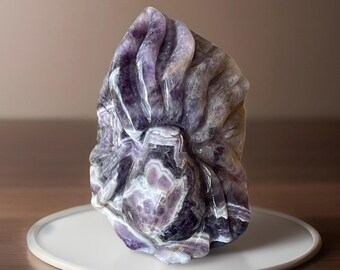 Chevron Amethyst Octopus carved Slab ( 335)