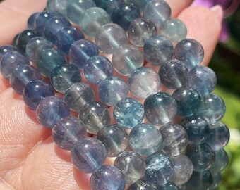 Blue Fluorite Bracelet, Fluorite beads 8 mm