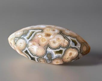 8th Vein Ocean Jasper Cabochon – Marquis or Diamond Shape | Orbicular Jasper Crystal | Polished Gemstone for Jewelry, Wire Wrapping, Gifts