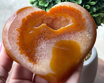 Carnelian Druzy Slab Heart  | AAA Carnelian Agate | XL Carnelian Heart Carving | Carnelian Crystal gift | Crystal Home Decor | Crystal Slabs