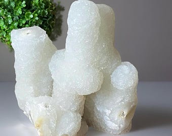 Chalcedony Large Sparkling Stalactite Statement Piece • Fairy Quartz Cluster • Spirit Quartz Specimen