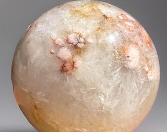 Flower Carnelian Agate in Quartz Large Sphere - Unique Statement Crystal Ball