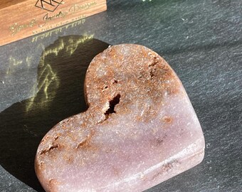 Pink Amethyst Large Heart with Beautiful Sparkle all over, Unique Crystal hearts,  Amethyst Druzy carving