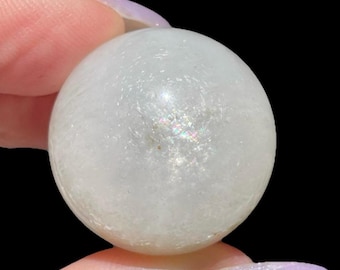 Arctic Natrolite Sphere with Rainbow flash:  Rare Collectors Crystal Ball