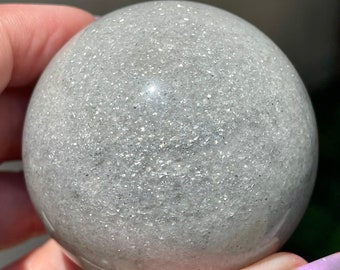 Sage Mica Shimmering Sphere - Unique New Crystal Find from Brazil