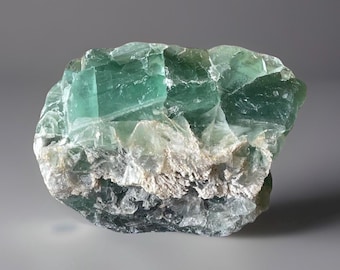 Snowflake Fluorite Rough – Natural Gemstone Crystal Raw Chunk, Collector Display Mineral Specimen, Green Feather Fluorite Stone (111)