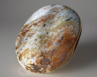 Orbicular Jelly Ocean Jasper Palmstone, Yellow Blue White Madagascar Jasper Polished Stone, Energy Positive Crystal, Crystal Meditation