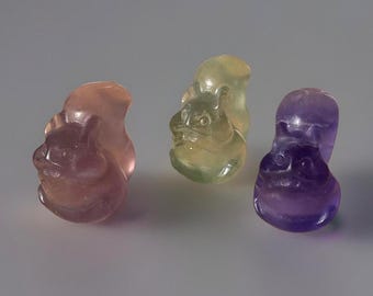 Fluorite Squirrel Carving: Mini Crystal Animal Figurine