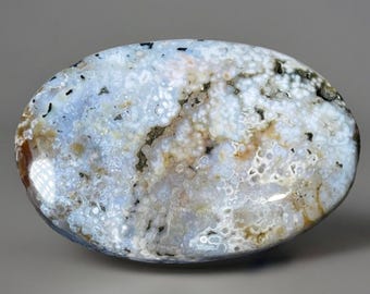 Orbicular Ocean Jasper Palmstone / Blue Madagascar Jasper Large Stone / Energy Flow Crystal / Crystal Grids & Meditation