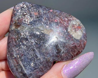 Iolite Sunstone Large heart with Confetti • AAA Iolite Rare Find Crystals • Cordierite, Dichroite, Water Sapphire - #96