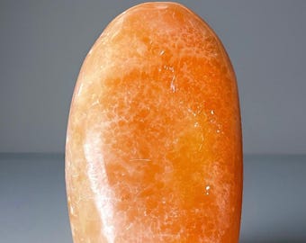 Orange Calcite Freeform • Dreamy Bright Orange Twist Calcite • Madagascar Natural Polished Stone Flame • Rare Crystal for Gifting Collecting