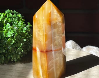 Carnelian Chunky Tower Crystal, Unique Crystal Point, Golden Carnelian Agate