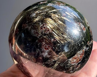 Astrophyllite Statement Sphere, Arfvedsonite Gold Firework Garnet Inclusions Ball, Arfwedsonite Arfvedsonite of Brooke - #30