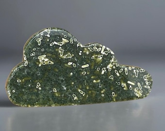 7th Vein Ocean Jasper Cloud with Green Quartz, Orbicular Green Jasper Carving , AAA Madagascar Jasper