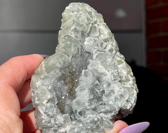 Sugar Fluorite Specimen, Light Blue Green Raw Cube Fluorite Mineral, Unique Natural Crystals - #90