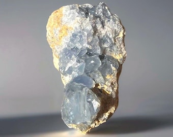 Celestite Large Cluster Geode From Madagascar, Gemmy Blue Celestine Specimen