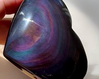 Purple Rainbow Velvet Obsidian XLarge Crystal Heart , #9