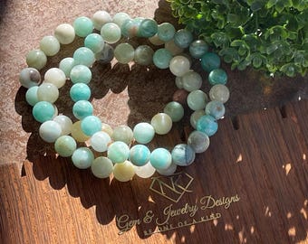 Amazonite Bracelet 8mm - Heart & Throat Chakra - No. 213